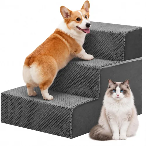 Vista 10 de DUMOS Escaleras para perros y gatos pequeños, escalones curvados de 3