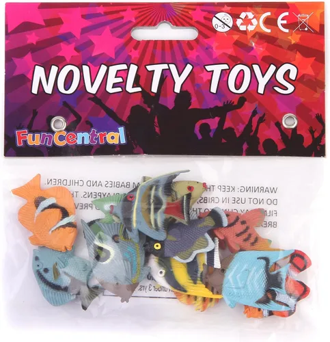 Vista 2 de Fun Central Paquete de 24 mini peces tropicales – Figuras coloridas de plástico oceánico de 1 a 1.5 pulgadas