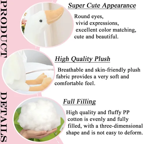 Vista 3 de zhidiloveyou Peluche de ganso de 15.7 pulgadas, juguete de cisne de peluche para niños y adultos, color blanco