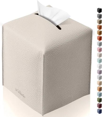 Vista 35 de Funda cuadrada para caja de pañuelos de piel sintética moderna para decoración creativa, paquete de 2, ideal para baños, oficina, coche, mesita