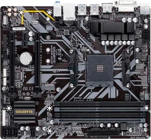 Vista 4 de GIGABYTE B450M DS3H - Tarjeta madre compatible con AMD Ryzen AM4/Micro ATX/M.2/HMDI/DVI/USB 3.1/DDR4