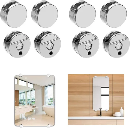 Vista 9 de AWEN Clips para Espejo de Vidrio Grueso de 5-11mm, Abrazaderas de Vidrio para Espejo Montado en Pared, Colgador de Espejo Dorado de Cobre Puro