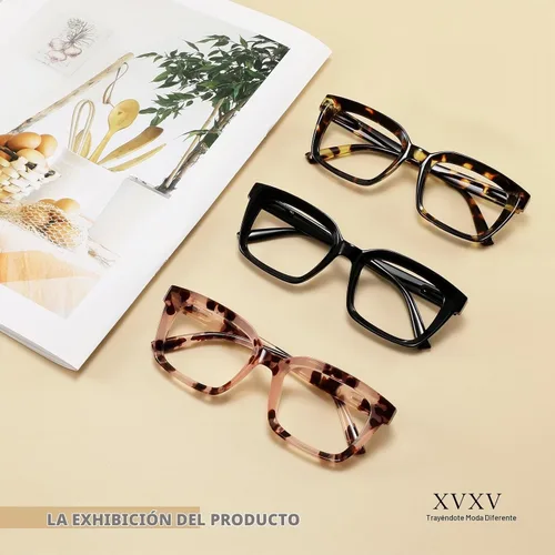 Vista 7 de XVXV Reading Glasses for Women Men - Blue Light Blocking Readers Oversize Square Anti Glare with Spring Hinge