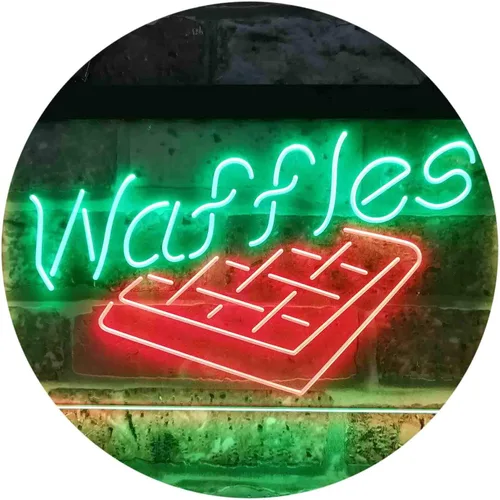 Vista 10 de ADVPRO Waffles Snack Café - Letrero de neón LED de doble color, azul y rojo, 12 x 8 pulgadas st6s32-i3820-br