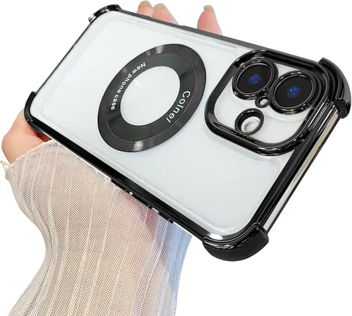 Vista 29 de Funda magnética transparente para iPhone 11, funda de lujo con cuatro esquinas brillantes, protección a prueba de golpes de grado militar