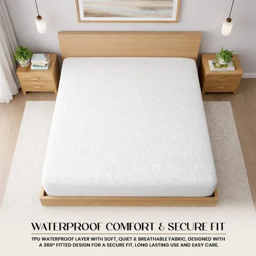 Vista 7 de SGI Bedding Protector de colchón impermeable tamaño individual de 39 x 75 pulgadas, bolsillo profundo de 15 pulgadas, suave, silencioso