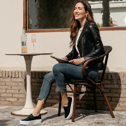 Vista 2 de JABASIC Mocasines de plataforma sin cordones para mujer, mocasines cómodos y casuales