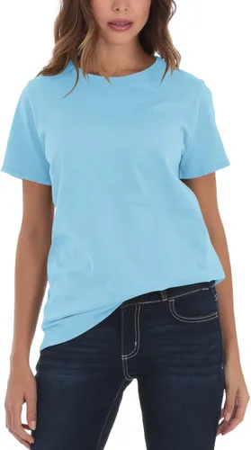 Vista 2 de Camisetas de verano para mujer, cuello redondo, manga corta, camisetas básicas de color sólido