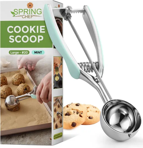 Vista 18 de Spring Chef Cuchara Extra Pequeña para Galletas, Boleador de Melón de Acero Inoxidable, Cuchara para Hornear, Gatillo con Resorte para Masa