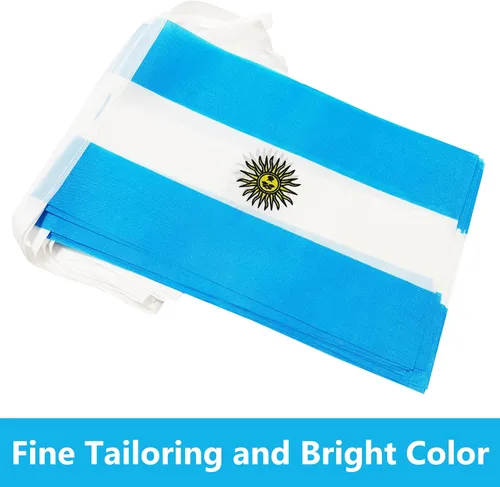 Vista 3 de Bandera de Cuerda Argentina de 100 Pies, 76 Piezas Bandera Estandarte Argentina, Pequeñas Mini Banderas del Mundo para Eventos Deportivos