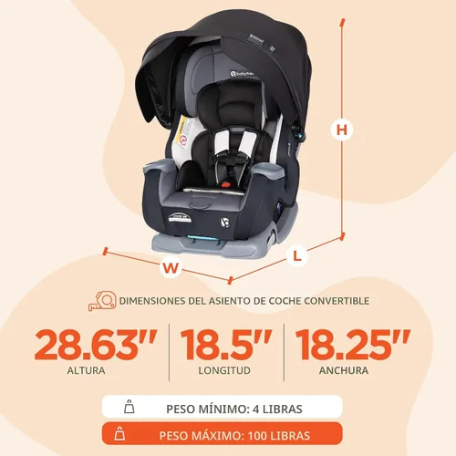 Vista 3 de Baby Trend Cover Me - Asiento convertible 4 en 1 para niños pequeños con toldo ajustable/extraíble para protección solar y 2 portavasos, color negro