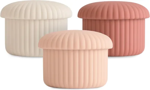 Vista 10 de mushie Recipientes de silicona para alimentos para bebés (combo verde) Juego de 3 unidades de 4 onzas Tarros de almacenamiento reutilizables