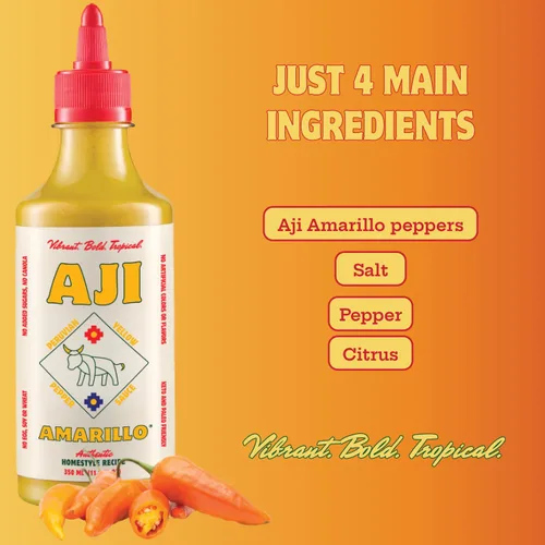 Vista 4 de Aji Amarillo Salsa picante peruana – Auténtica salsa de chile amarillo hecha con Aji Amarillo Peppers – Vegana, sin soja ni gluten, Keto – Salsa