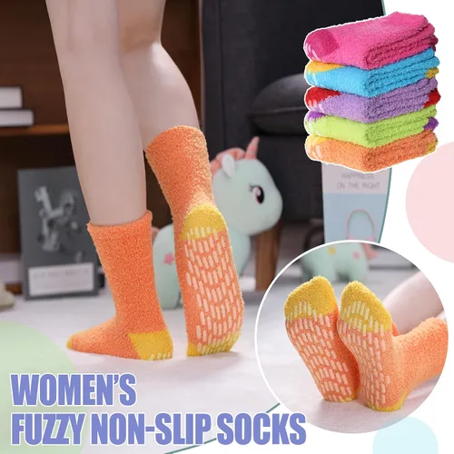 Vista 4 de TRUEHAN Calcetines antideslizantes para mujer con agarres, calcetines de hospital con empuñaduras para mujer