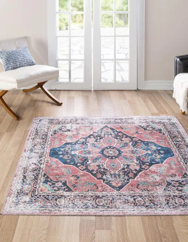 Vista 10 de Unique Loom Yara Collection - Alfombra de área - Aramis (2' x 3' 1" Rectángulo, azul marino/beige)