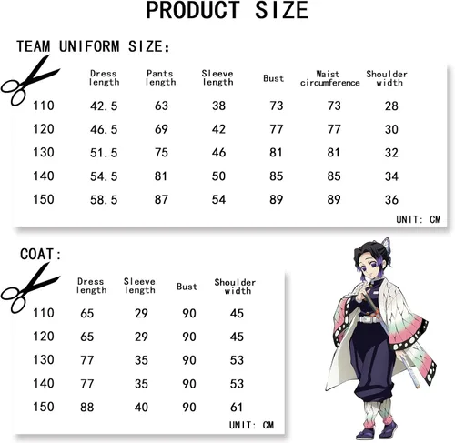 Vista 8 de LOHOU Disfraz de kimono de anime para cosplay, Demon Slayer-Kochou Shinobu, 130