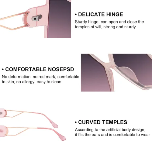 Vista 5 de STORYCOAST Gafas de sol cuadradas de gran tamaño para mujer, a la moda, con protección UV400