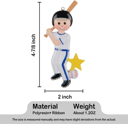 Vista 7 de Adorno de béisbol personalizado para niño, adorno de Navidad de béisbol, decoración de béisbol personalizada para jugador de béisbol masculino