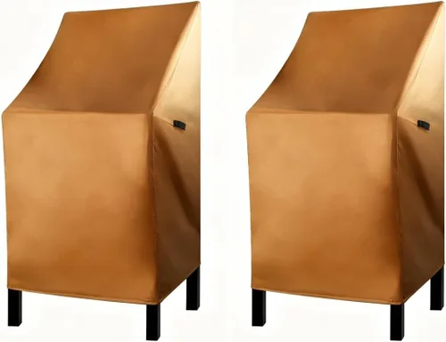 Vista 12 de RosieLily Fundas para sillas de patio con respaldo alto, impermeables, apilables, para taburetes de bar al aire libre, fundas beige para muebles