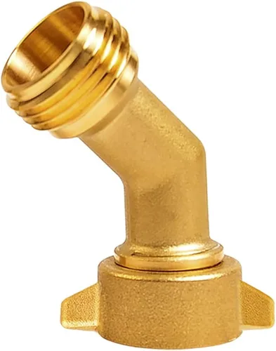 Vista 5 de Uenede Latón 3/4 "GHT 45 grados codo giratorio manguera de jardín conector, 2PCS Adaptador de manguera de jardín de rosca hembra a macho Cambiar