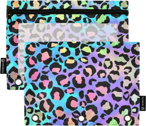 Vista 25 de Estuche para lápices de fresas rosas para carpetas de 3 anillas, estuche para lápices, bolsa de maquillaje con ventana transparente para almacenar