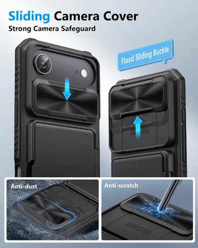 Vista 4 de ATATOO Funda Cartera para iPhone Air, Portador de Tarjetas Integrado (3-5 Tarjetas) [Bloqueo RFID] y Cubierta Deslizante para Cámara, Protección