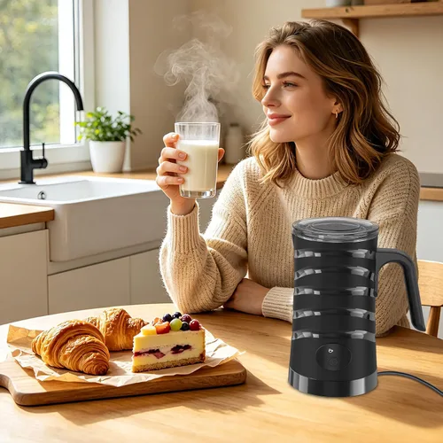 Vista 7 de COO Espumador de leche, vaporizador de leche eléctrico 4 en 1 11.8 fl oz Negro
