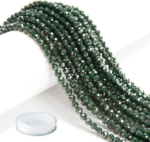 Vista 8 de AD Beads Cuentas naturales de piedras preciosas con corte de diamante micro facetado de 4 mm pequeñas y redondas para hacer collares y pulseras DIY