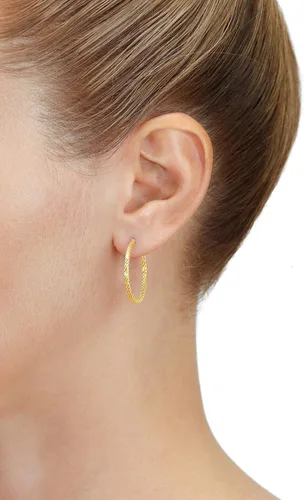 Vista 2 de Pendientes de aro de tubo cuadrado trenzado de oro amarillo de 14 k