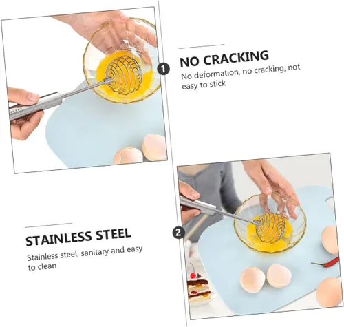Vista 3 de SHOWERORO Mezclador de huevos de mano de acero inoxidable, agitador de cocina para hornear, gancho de almacenamiento, fácil de limpiar y diseño