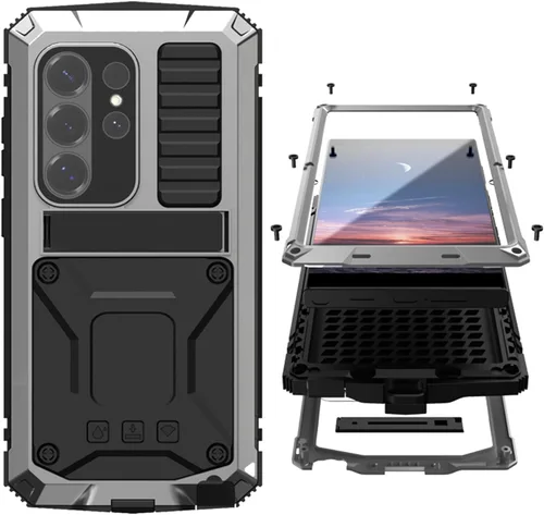 Vista 15 de Simicoo Samsung S22 - Funda de metal con protector de pantalla y protector de cámara, resistente a los golpes, con soporte, cubierta completa