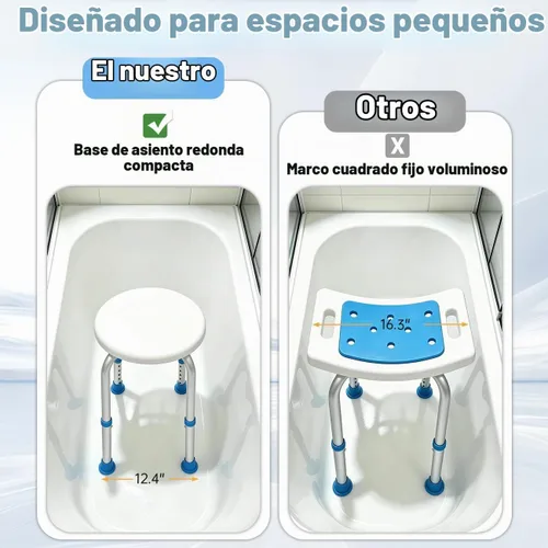 Vista 2 de SOUHEILO Silla de ducha ajustable para ducha interior, taburete de ducha redondo elegible para HSA/FSA para bañera interior, asiento de ducha sin
