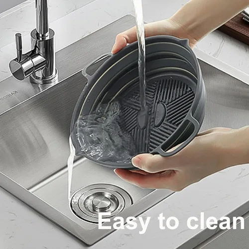 Vista 7 de Forros reutilizables de silicona para freidora de aire, 2 unidades, accesorios plegables redondos de 7.5 pulgadas, reemplazo de forros de papel