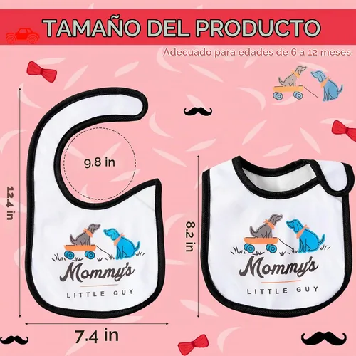 Vista 2 de 7 Piezas Baberos de Bebé de Algodón Impermeables con Cierre de Velcro Babero para Recién Nacido Recuerdo Regalo de Bebé para Babear Alimentación