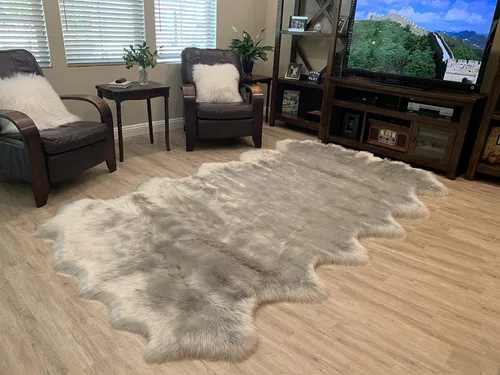 Vista 100 de LAMBZY Alfombra de pelo de oveja sintética, hipoalergénica, súper suave, sedosa para sala de estar, habitación de los niños, sofá