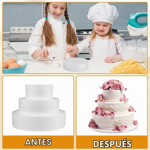 Vista 5 de KESYOO - Juego de moldes redondos de espuma para tartas, 3 unidades, rondas de espuma para decoración de fondant, decoración de práctica, exhibición