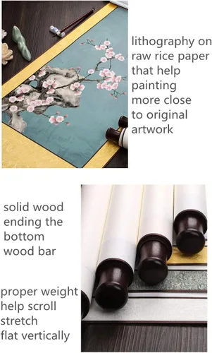 Vista 3 de Xzhipeng Pergamino Pintura colgante vertical Flor pájaro Pintura china Porche Pasillo Pasillo Pintura colgante Pergamino Sala de estar Comedor