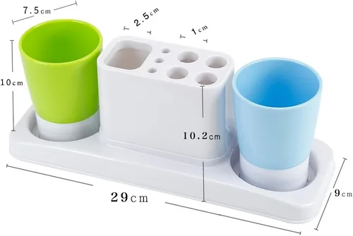 Vista 3 de Eslite - Organizador de soporte para cepillo y pasta de dientes de baño, juego de estante de almacenamiento de plástico