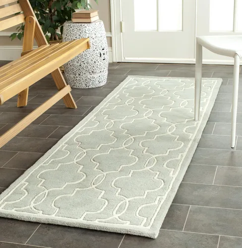Vista 7 de SAFAVIEH Chatham Collection CHT723C - Alfombra decorativa de lana geométrica de alta calidad, hecha a mano, 2 x 3 pies, color azul oscuro/marfil