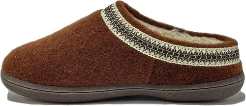 Vista 4 de Clarks Pantuflas tipo zueco de fieltro de lana para mujer JMH1319T - Cálidas y acogedoras con forro de piel sintética - Pantuflas de casa