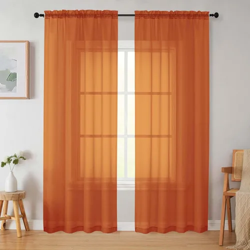 Vista 207 de 2 paneles de cortinas traslúcidas blancas para dormitorio, sala de estar, 96 pulgadas de largo, modernas, suaves, ligeras, con bolsillo para barra