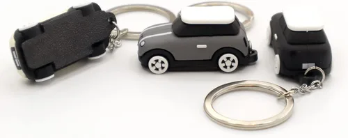Vista 5 de 3D OM Llavero con modelo de silicona MINI, elegante lindo adorable, cadena de plata, colores acromáticos-blanco, gris