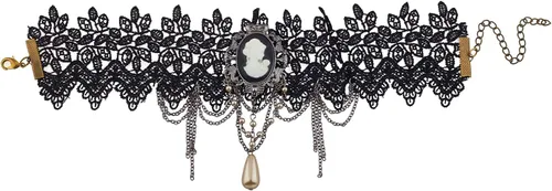 Vista 2 de LUX ACCESSORIES Gargantilla negra gótica retro vintage para mujer, Metal