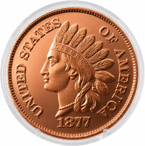 Vista 7 de Réplica de Águila de Oro India de 1907, $10, 1 onza de cobre puro .999, redonda, coleccionable, moneda de 39 mm en cápsula - COA de Heavenly Metals