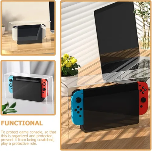 Vista 4 de Zerodeko Cubierta protectora transparente para consola de juegos, cubierta protectora contra el polvo, para el modelo de interruptor para consola