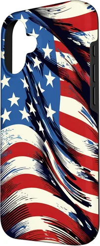 Vista 2 de iPhone 16 Cool USA Flag - Estados Unidos de América - Funda de diseño patriótico