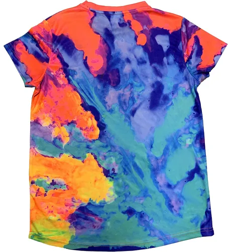 Vista 4 de aofmoka Ultraviolet Fluorescent Handmade Art Neon Blacklight Reactive Print Women T-Shirt