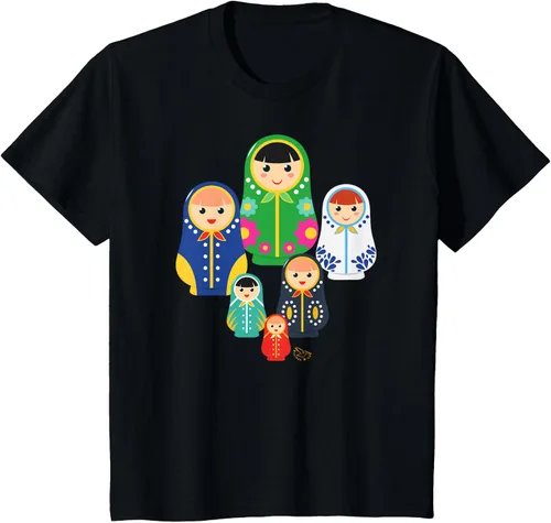 Vista 33 de Matryoshka Russian Nesting Dolls, Rusia - Camiseta de regalo, Azul / Patchwork, S