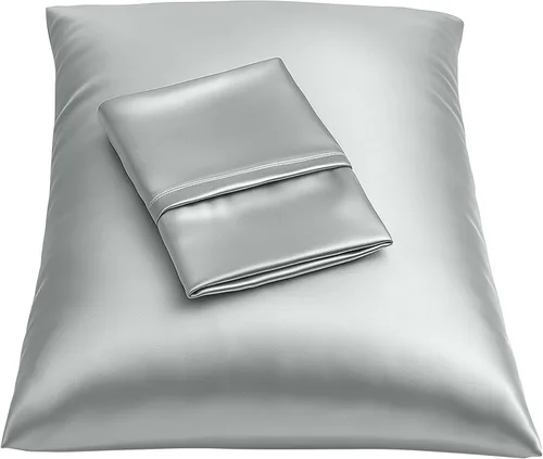 Vista 55 de ShopBedding - Lujosa funda de almohada de satén para el cabello, 2 unidades, satinada, estándar, con cremallera, estampado de cebra marrón