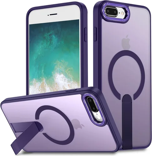 Vista 13 de Funda para iPhone 8 Plus, funda para iPhone 7 Plus, soporte magnético integrado [compatible con Magsafe] Funda protectora translúcida a prueba